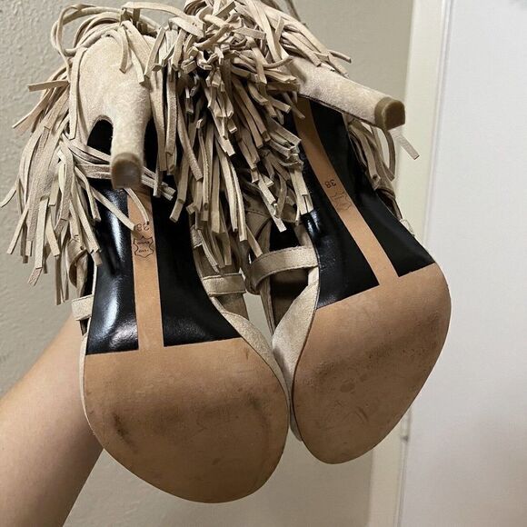 MARISSA WEBB Raina Tassel Lace-Up Tan Heels size EU 38 - Picture 8 of 10